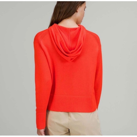 Lululemon Women's M/L Double Knit Cashlu Sweater Hoodie Autumn Red Orange - Picture 2 of 11